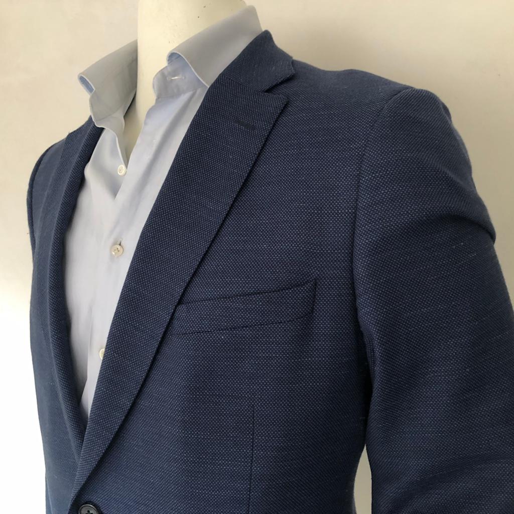 Cavallaro Napoli colbert - wol & linnen heren, Kleding | Heren, Verzenden, Zo goed als nieuw, Maat 56/58 (XL), Blauw