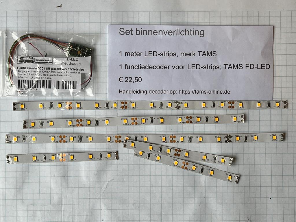 TAMS H0, Set binnenverlichting, functiedecoder + LED-strips, Hobby en Vrije tijd, Modeltreinen | H0, Overige merken, Gebruikt