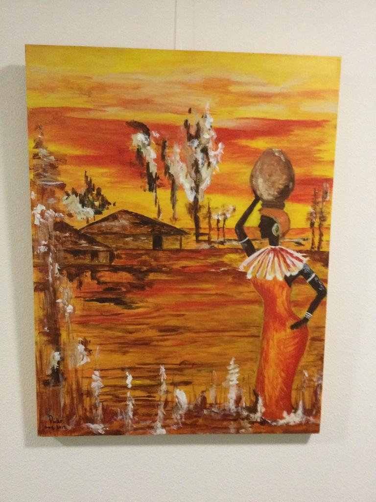 Schilderij”Afrika”, acryl., Antiek en Kunst, Kunst | Schilderijen | Klassiek, Ophalen