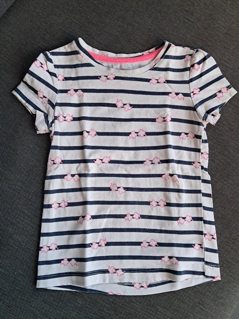 K334 Wit shirt met blauwe strepen HEMA maat 86/92, Kinderen en Baby's, Babykleding | Maat 86, Gebruikt, Meisje, Ophalen of Verzenden