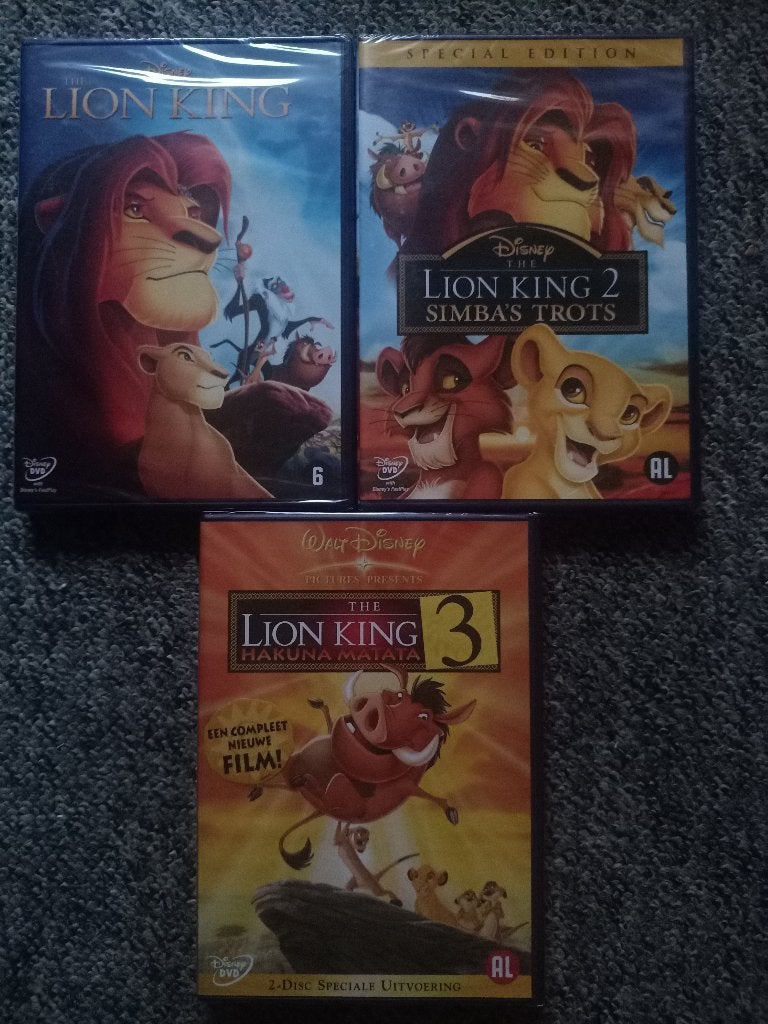 Leeuwenkoning LION KING complete serie(deel 1, 2, 3) *NIEUW*, Cd's en Dvd's, Animatie, Nederlands, Ophalen of Verzenden, Nieuw in verpakking