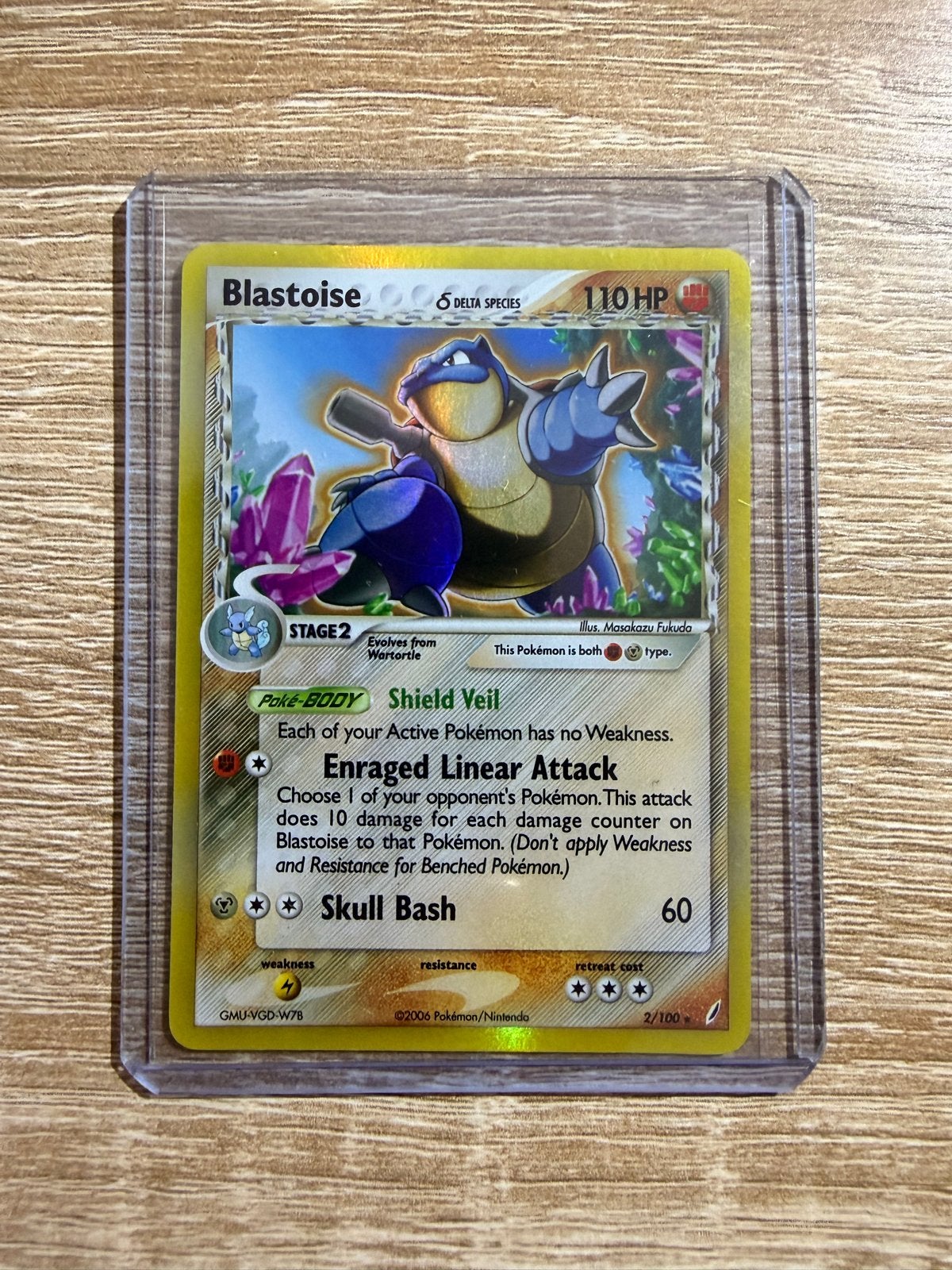 Blastoise Delta Species Holo Pokémon Kaart (2/100), Ophalen of Verzenden, Zo goed als nieuw, Losse kaart, Foil
