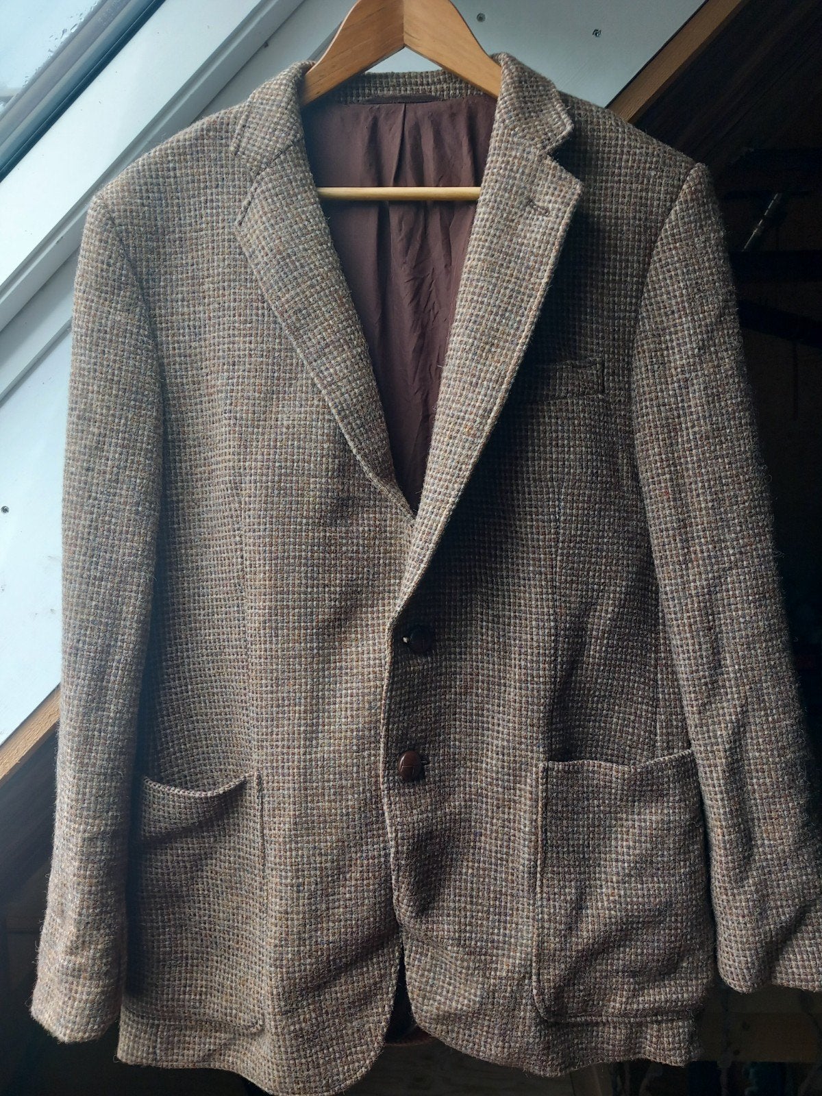 Vintage Harris Tweed Jasje, Bruin, Maat 46/48 (XL) of groter, Ophalen of Verzenden, Harris Tweed