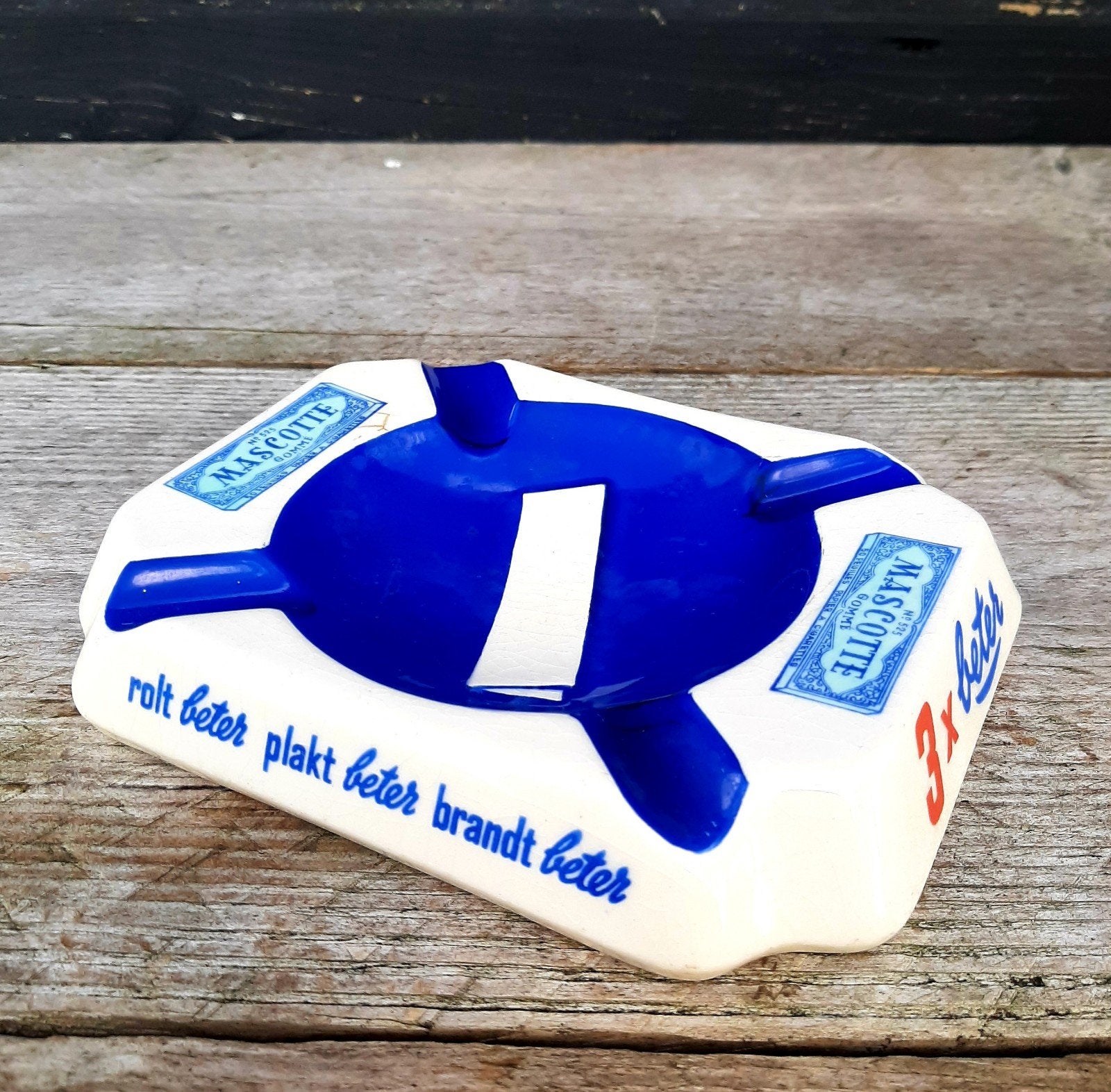 Mascotte Vloei - Asbak - (Jaren 50 / Tabak / Rizla), Ophalen of Verzenden, Gebruikt, Asbak