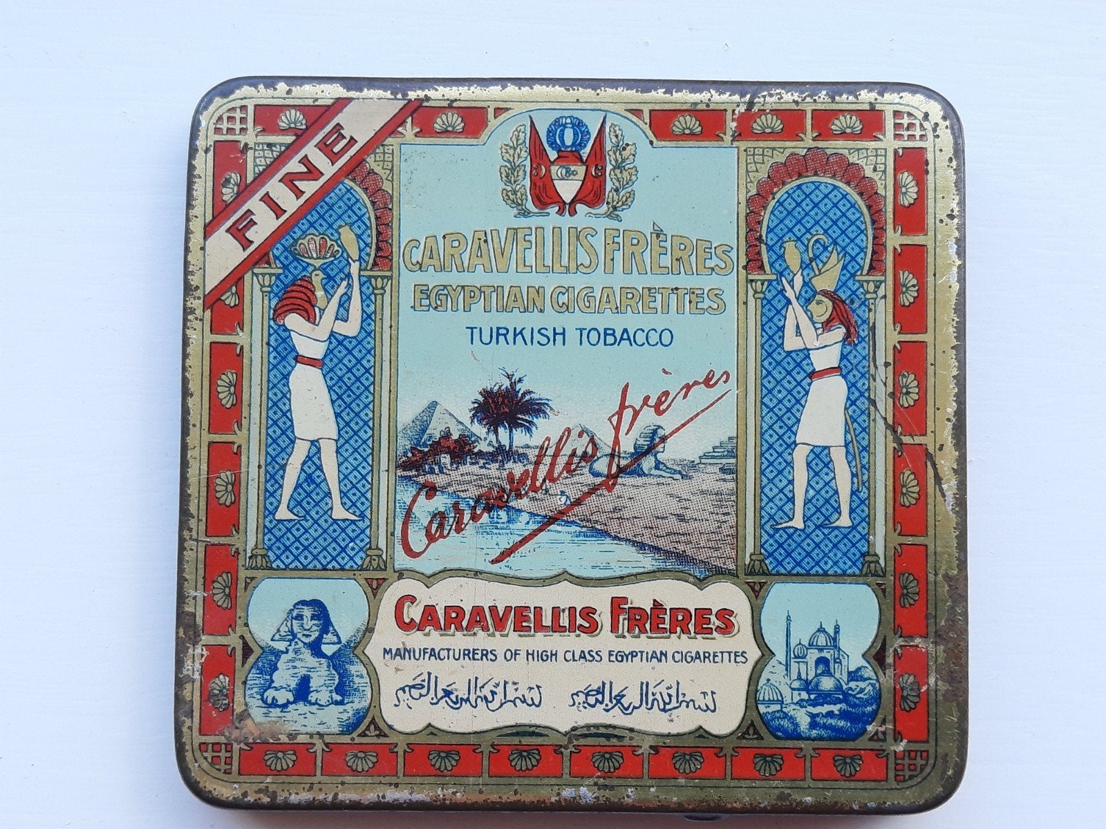 Caravellis Freres Fine Egypte Cigarettes blikje, Ophalen of Verzenden, Gebruikt, Overige