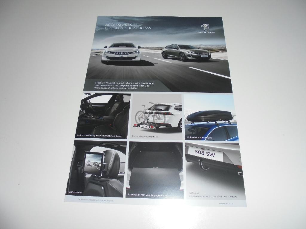 leaflet Peugeot 508/508 SW accessoires  2019, Boeken, Ophalen of Verzenden, Nieuw, Peugeot
