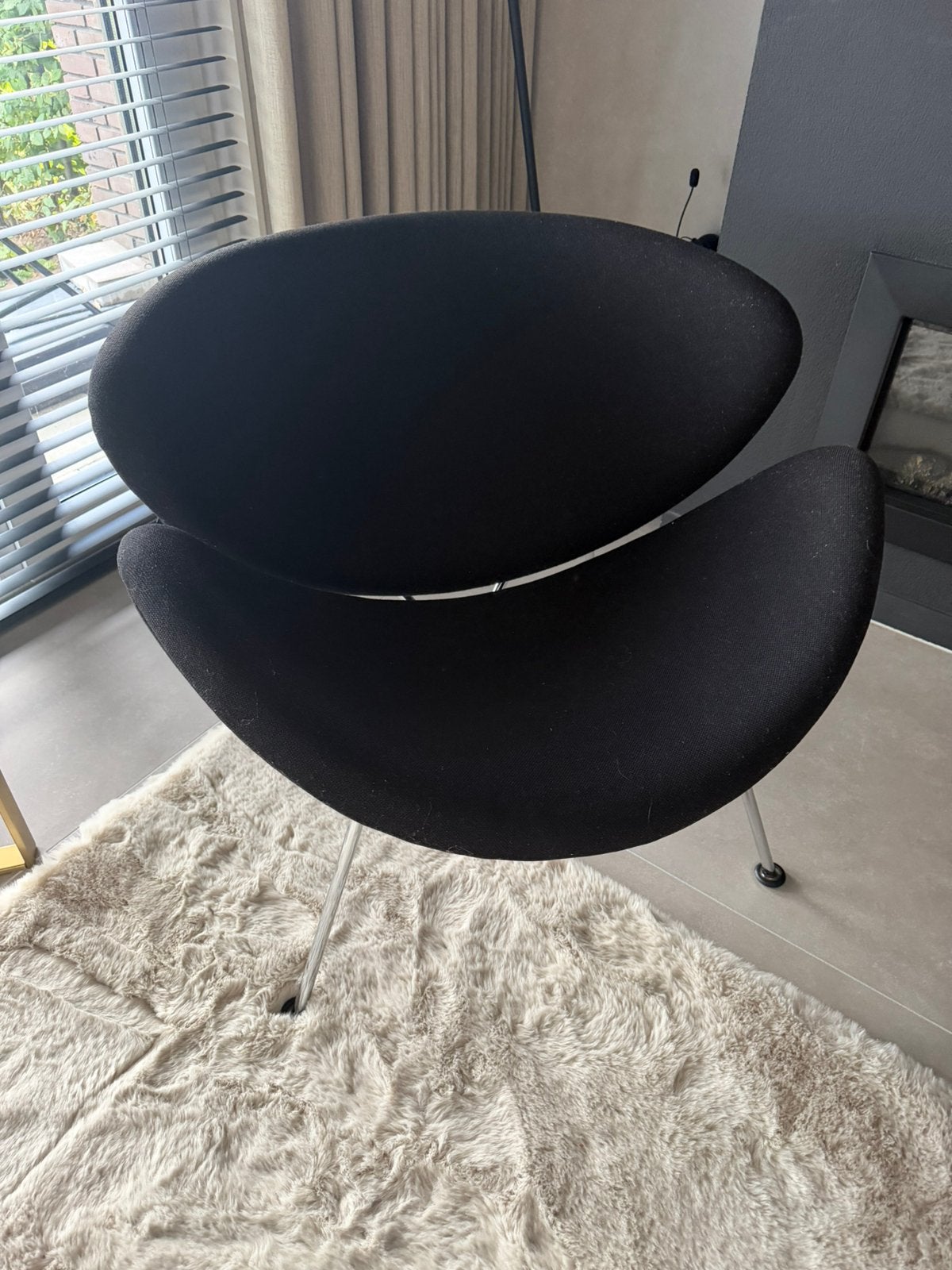 Artifort Orange Slice fauteuil zwart en zwart/wit flowers, Ophalen, Gebruikt, Rond