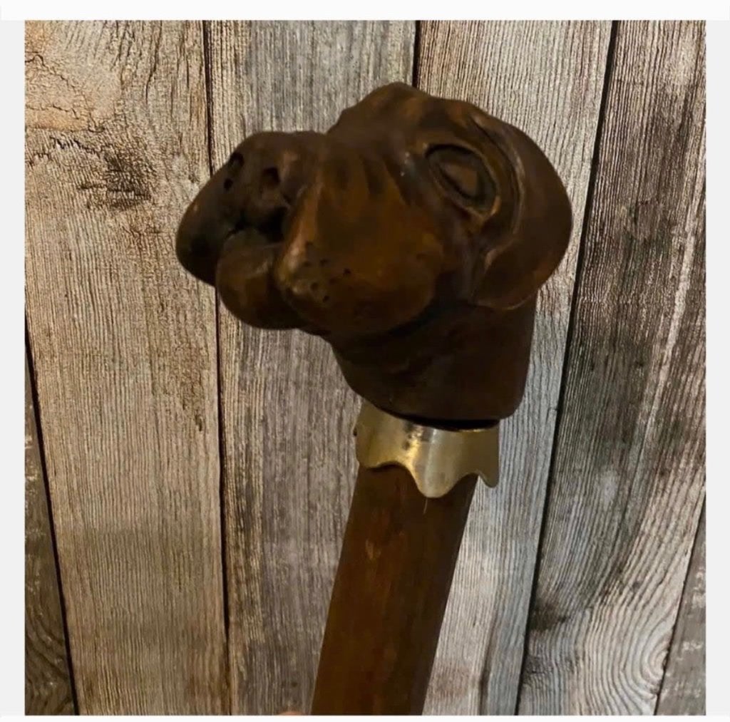 Bulldog kop, wandelstok, 90 cm, Antiek en Kunst, Ophalen of Verzenden