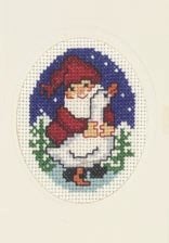 Borduurpakket Kerstkaart kerstman met gans 9278, Hobby en Vrije tijd, Borduren en Borduurmachines, Geen, Geen, Nieuw, Ophalen of Verzenden