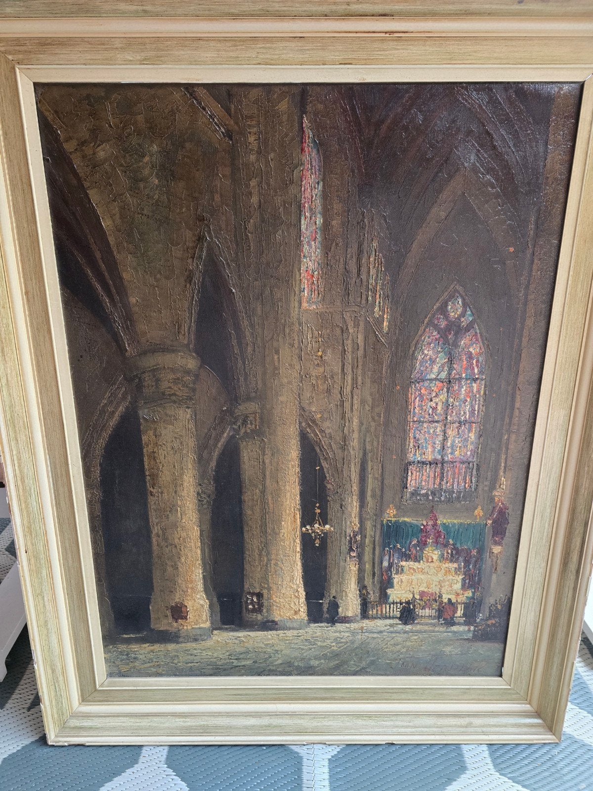 Olieverfschilderij van de kathedraal van Den Bosch gesigneer, Ophalen