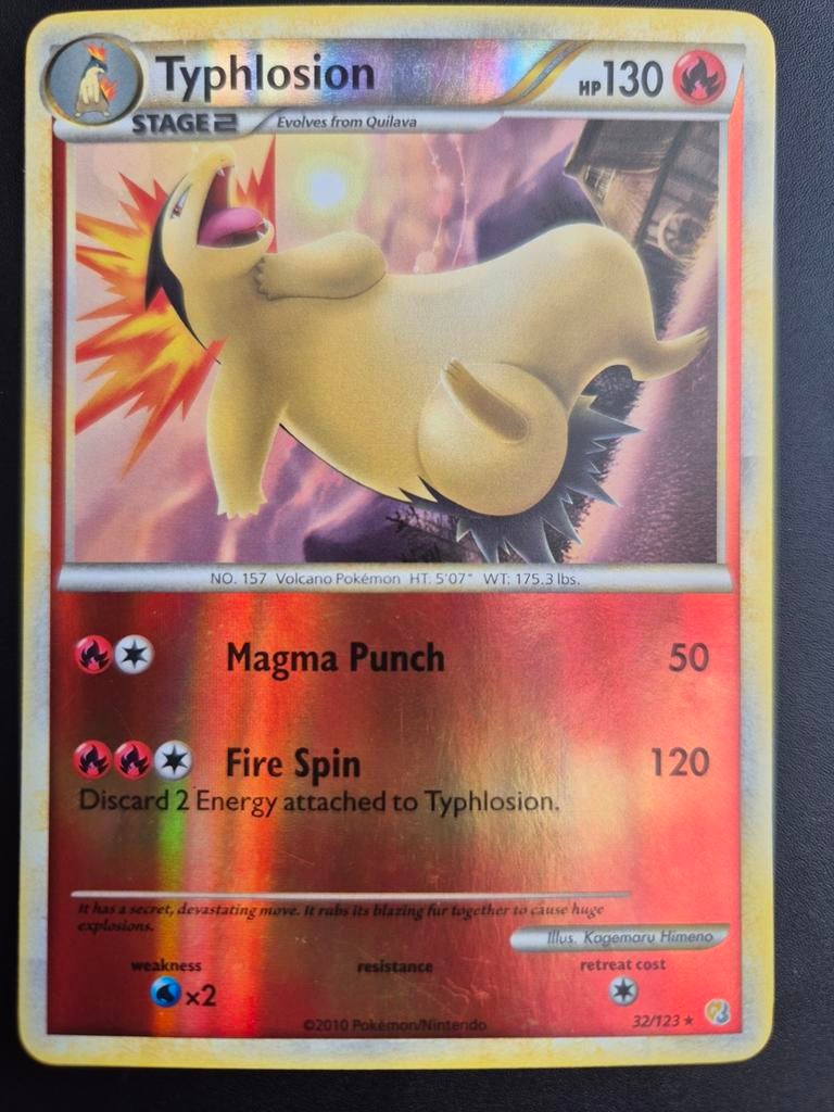 Typhlosion Reverse Holo Pokémon Kaart, Ophalen of Verzenden, Zo goed als nieuw, Losse kaart, Foil