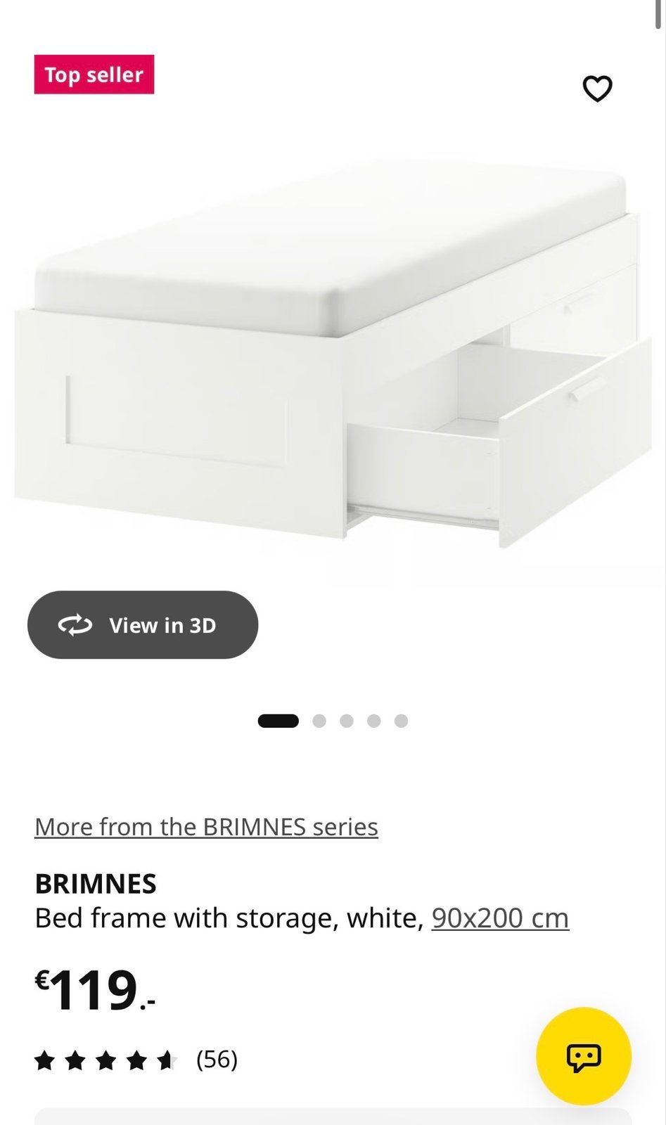Ikea Brimnes bedframe met opberglades (gedemonteerd), Ophalen, Gebruikt, 90 cm, Eenpersoons