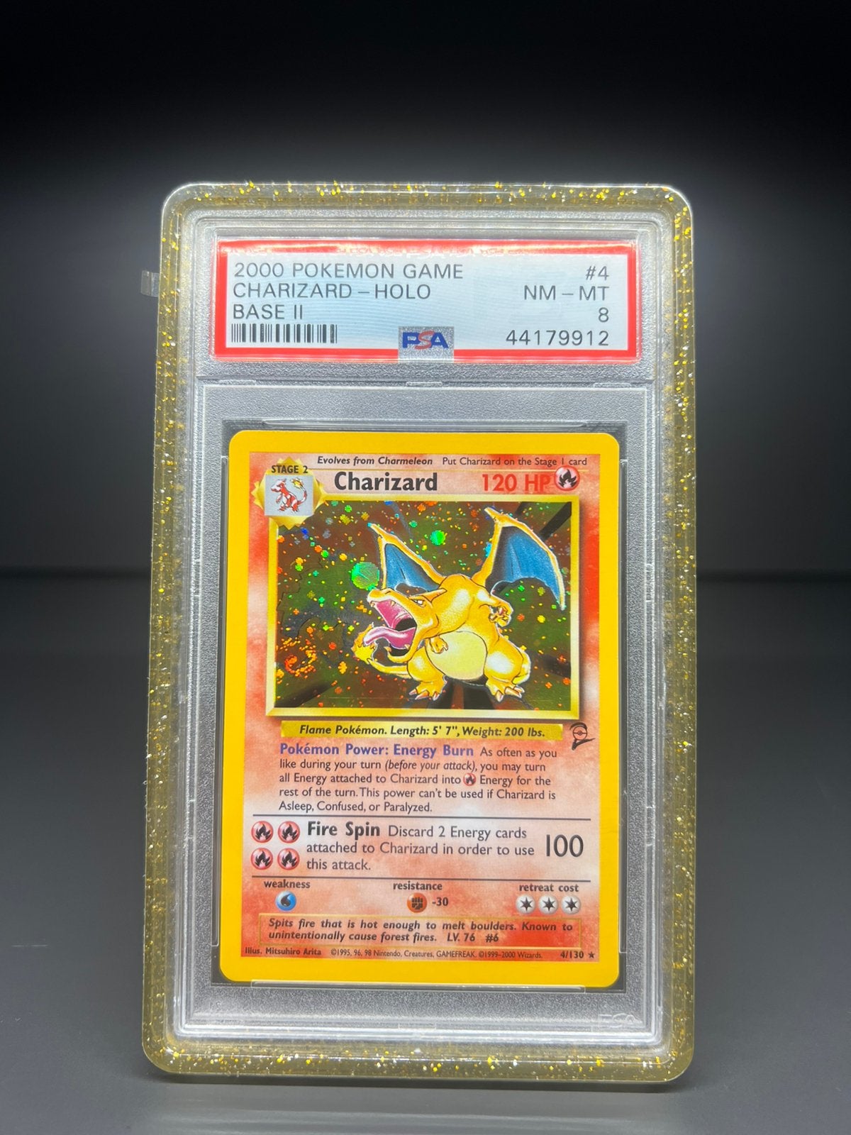 Charizard base 2 psa 8 swirl, Ophalen of Verzenden