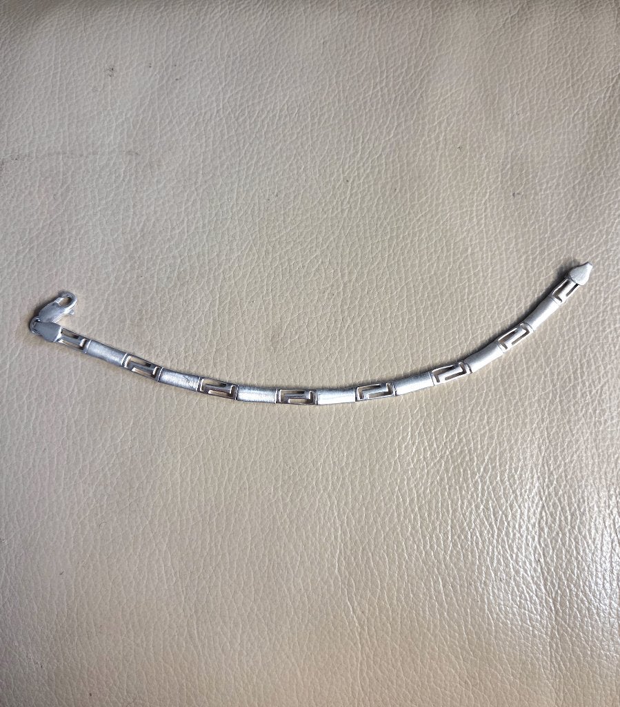 Mooie zilveren (925) armband met GRIEKS / MEANDER motief, Ophalen, Zo goed als nieuw, Zilver, Zilver