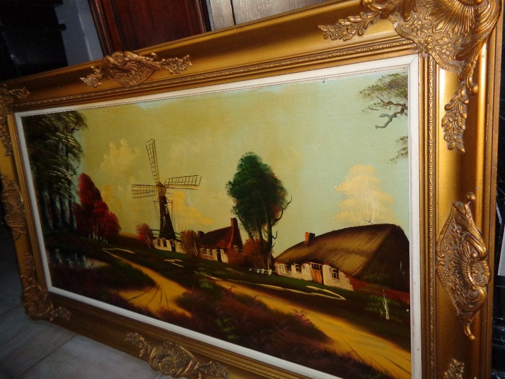 *Grote prachtige gesigneerde schilderij met zeer mooie kader, Ophalen