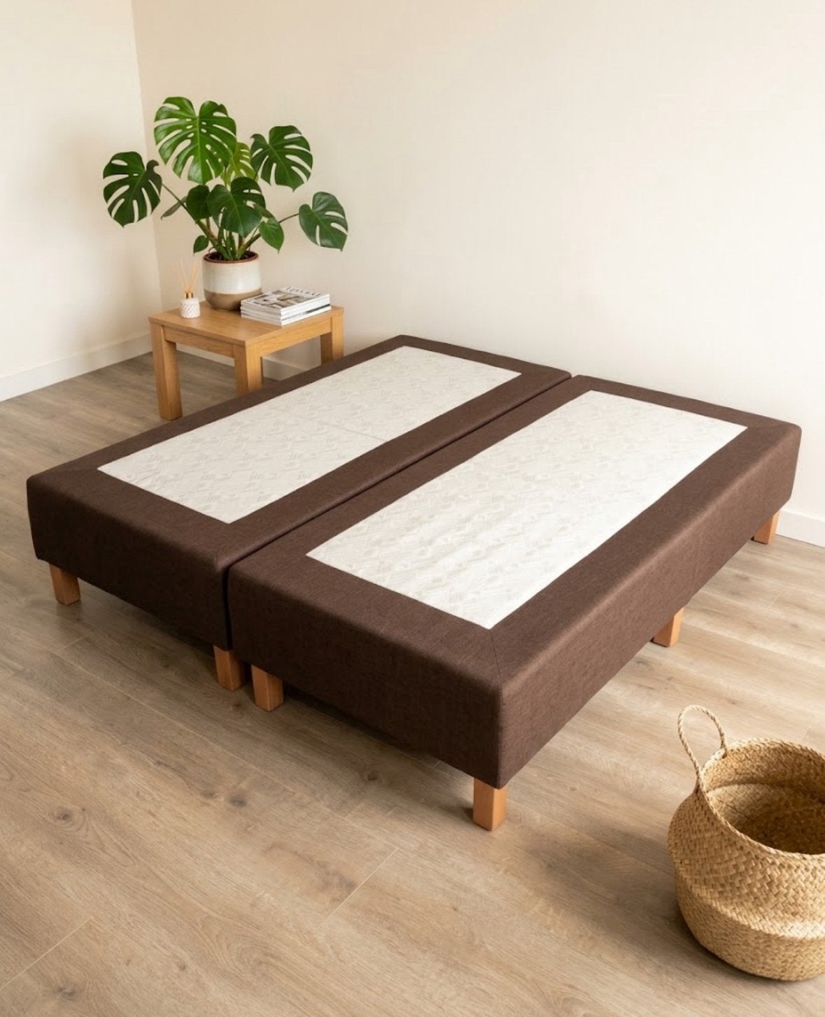 Nette Boxspring 180x200 cm 90x200 | Donkerbruin, Gebruikt, Bruin, Tweepersoons, Ophalen of Verzenden