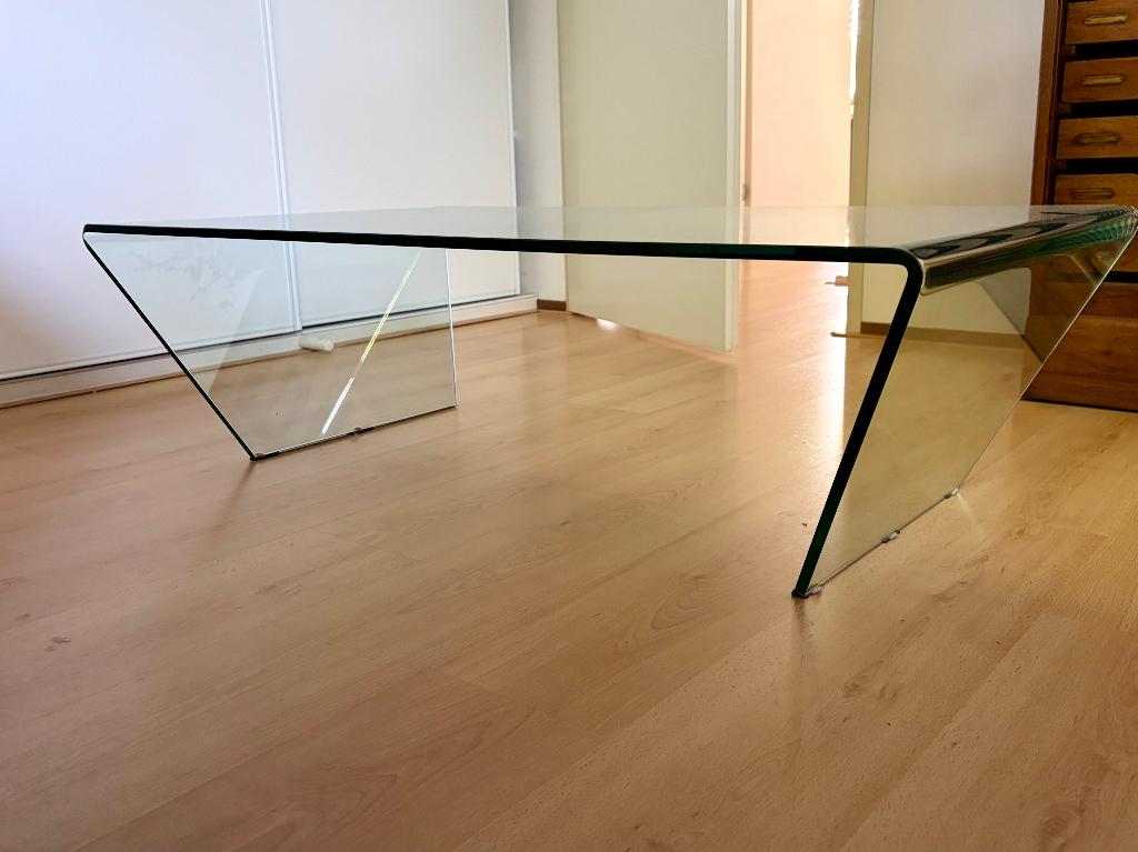 design glazen salontafel, Huis en Inrichting, Ophalen, Gebruikt, 100 tot 150 cm, Design