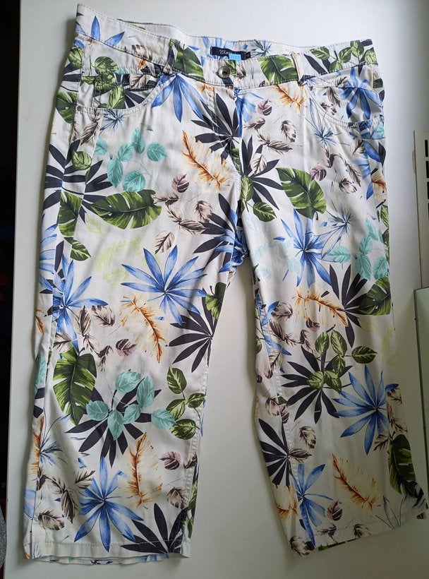 Gardeur mooie witte capri broek met bladeren, maat 42, Verzenden, Wit, Maat 42/44 (L), Zo goed als nieuw