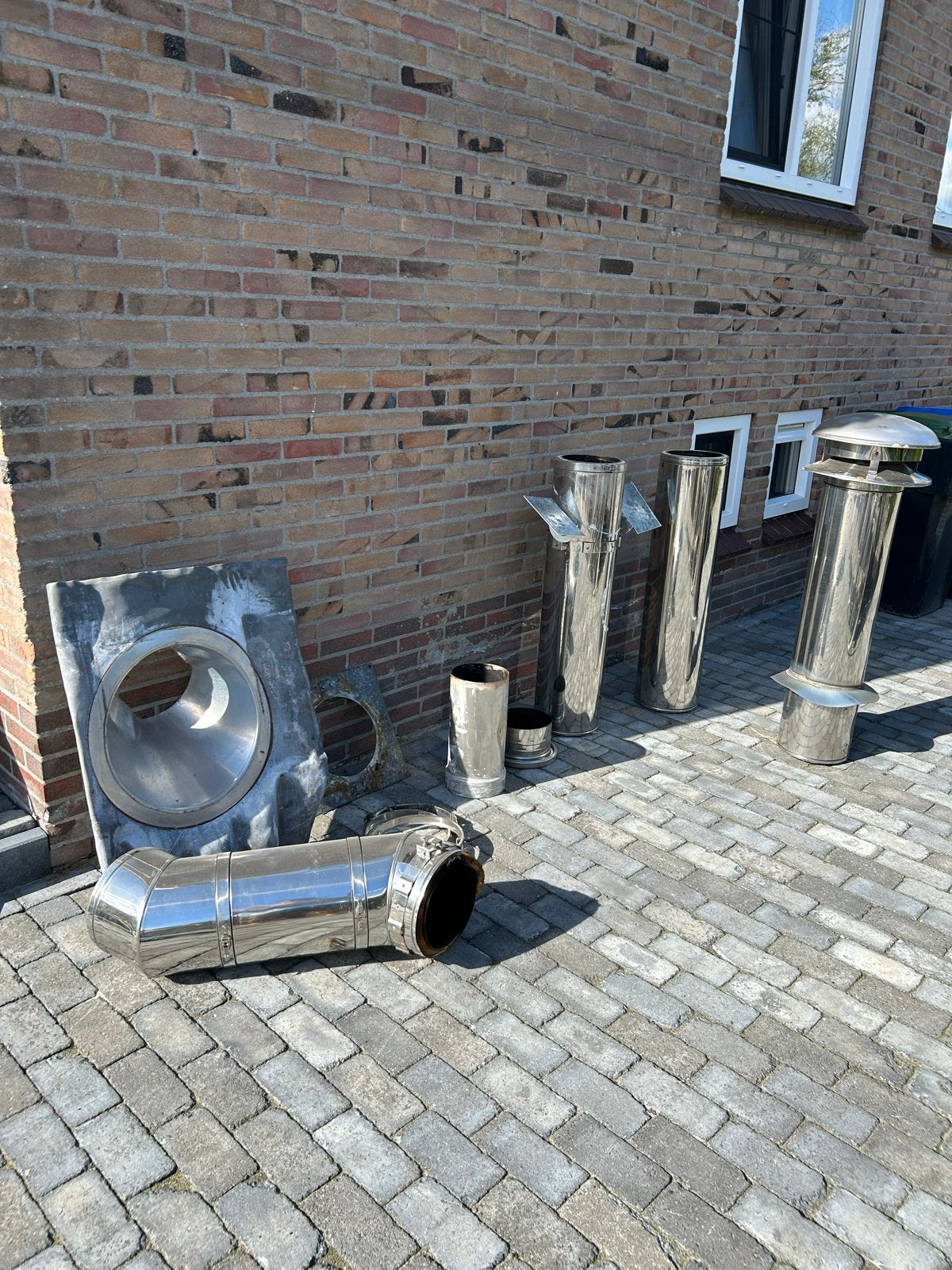 Complete dubbelwandige RVS schoorsteen pijp, Doe-het-zelf en Verbouw, Ophalen, Gebruikt