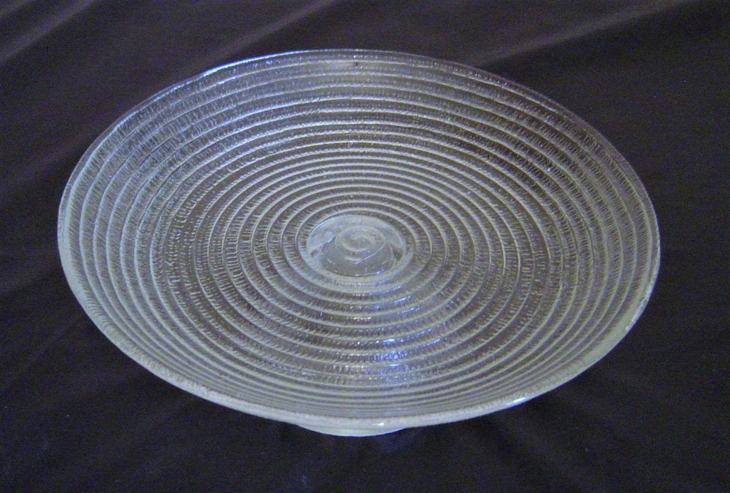 Retro taart - koek - bonbon schaal van glas op voet, Schaal, Rond, Ophalen of Verzenden, Glas