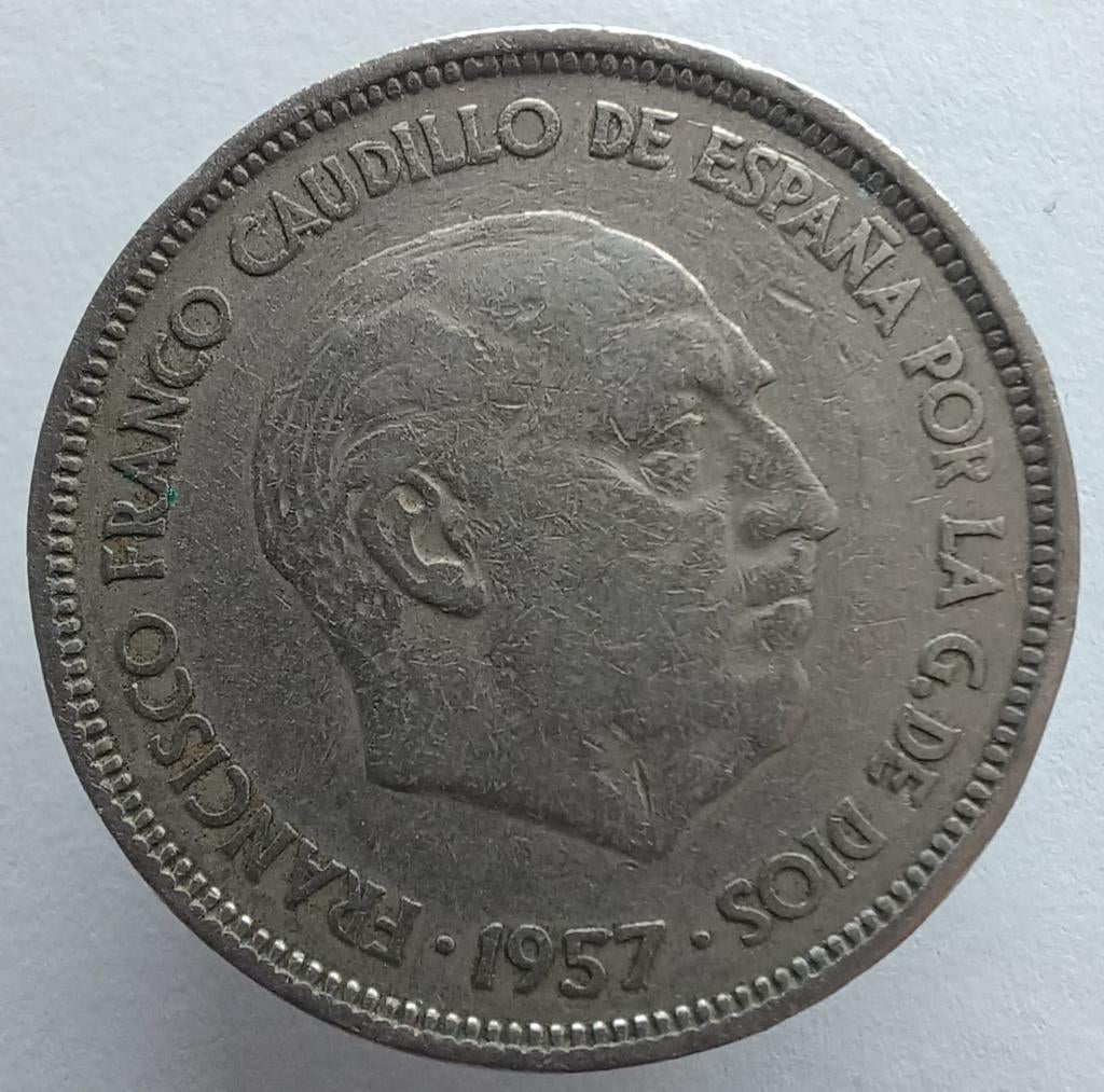 Spanje 25 pesetas 1957 *64 KM787 (misslag), Ophalen of Verzenden, Overige landen