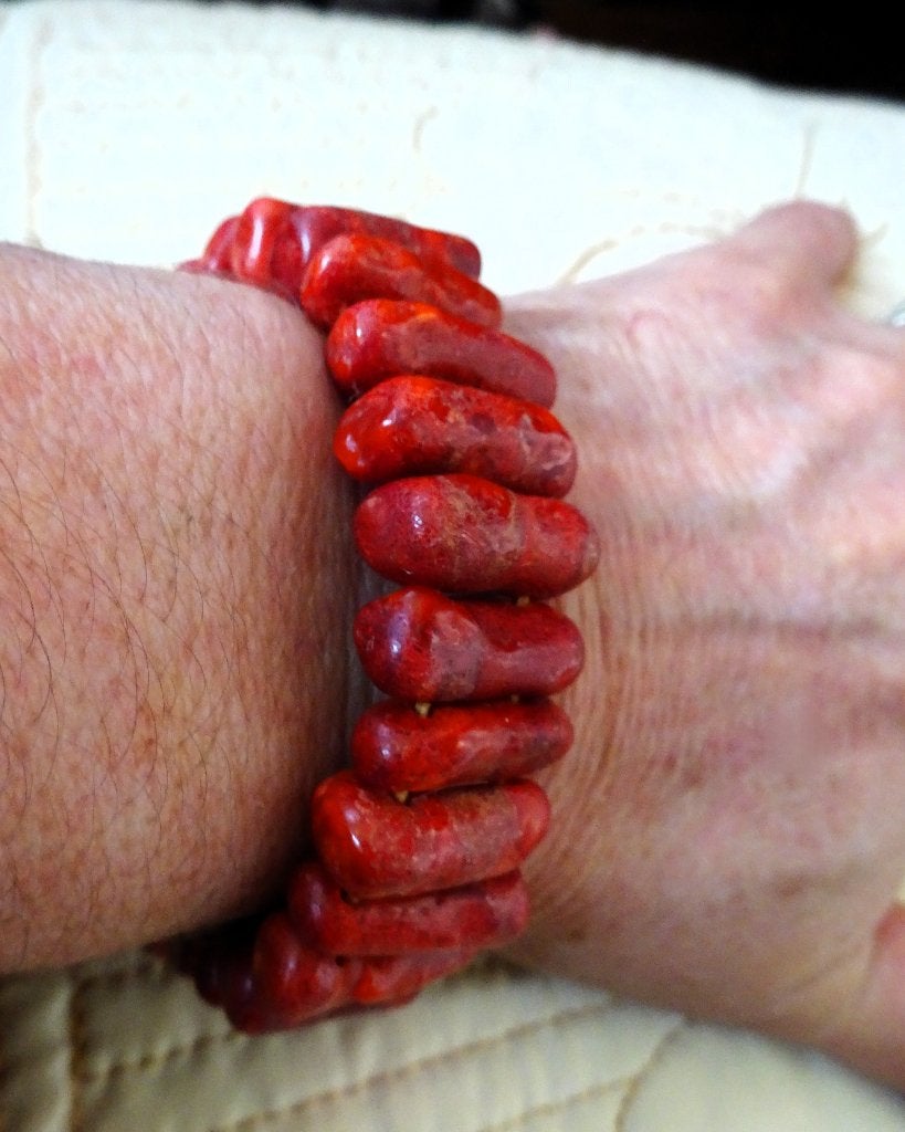 Rode koralen staafjes armband, Overige materialen, Met bedels of kralen, Verzenden, Zo goed als nieuw