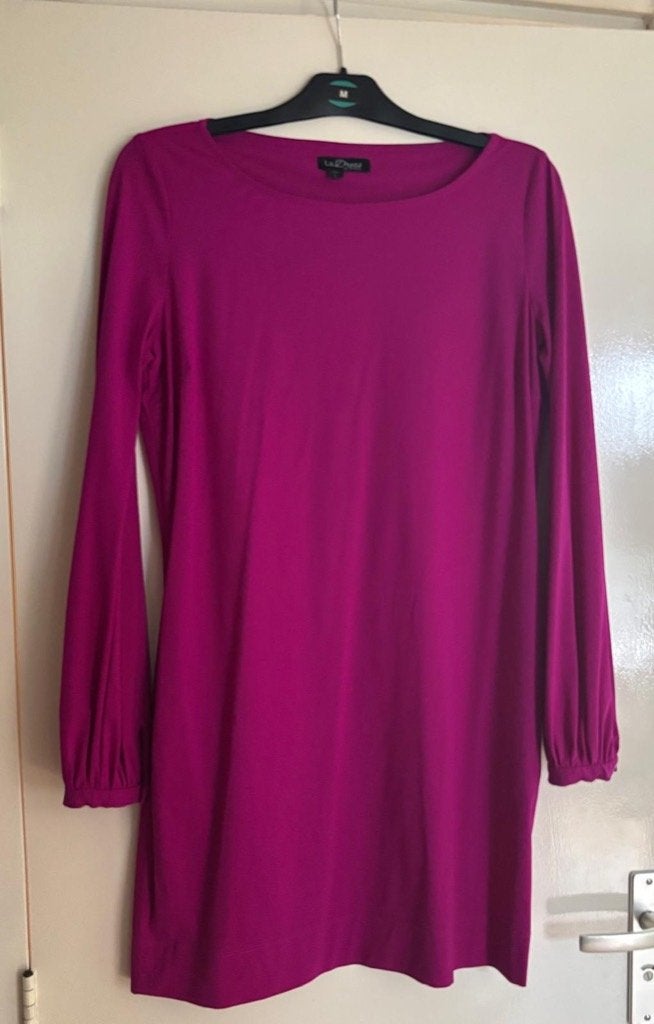 LaDress Blake jurk fuchsia – Comfortabele travelstof – L, Kleding | Dames, Verzenden, Maat 42/44 (L), Zo goed als nieuw, Roze
