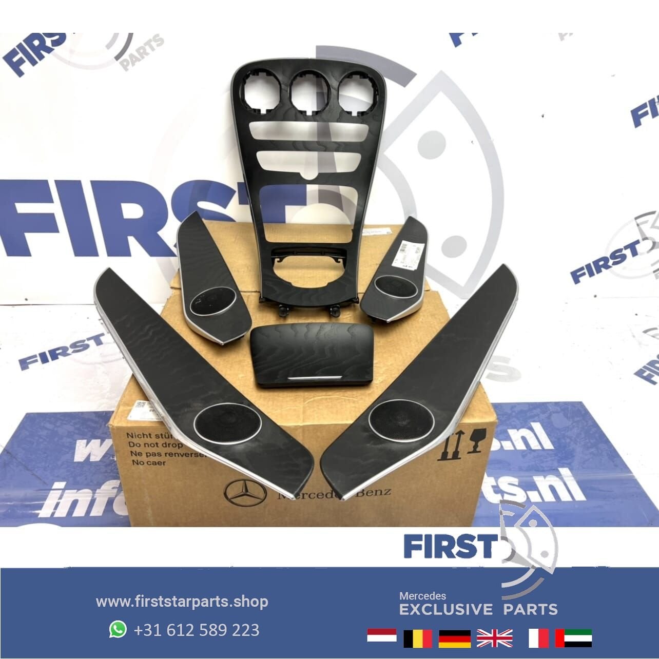 W205 AMG MIDDENCONSOLE + INTERIEUR LIJSTEN SET zwart ESSEN H, Gebruikt, -, Ophalen of Verzenden, -