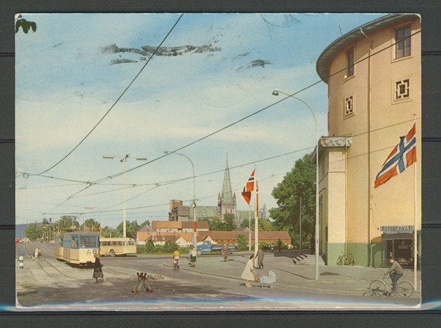 Norway TRAM No.71 Trondheim Foto-ansichtkaart TRAM t-148, Verzamelen, Spoorwegen en Tramwegen, Ophalen of Verzenden, Zo goed als nieuw