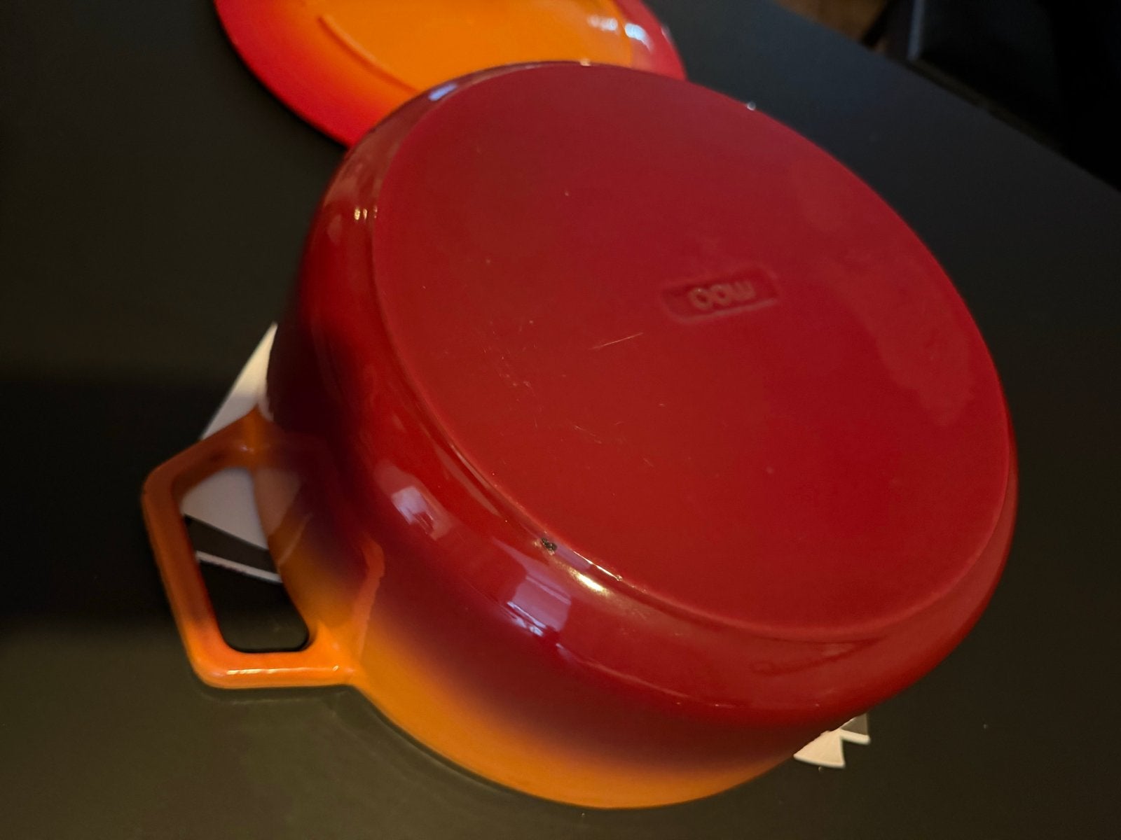 MOA Gietijzeren Braadpan 7,2 Liter - Oranje/Rood, Ophalen, Gebruikt, Met deksel, Overige merken