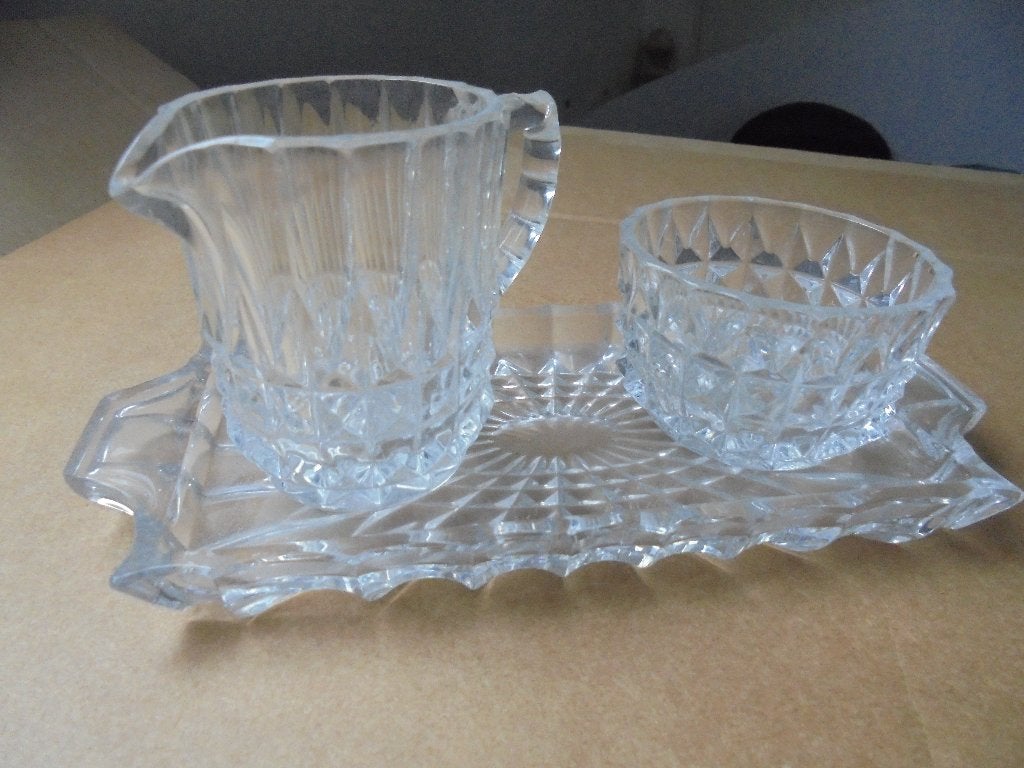 Retro Kristal melk- en suiker-stel jaren 1965 (CV1-2), Verzamelen, Retro, Ophalen of Verzenden, Huis en Inrichting