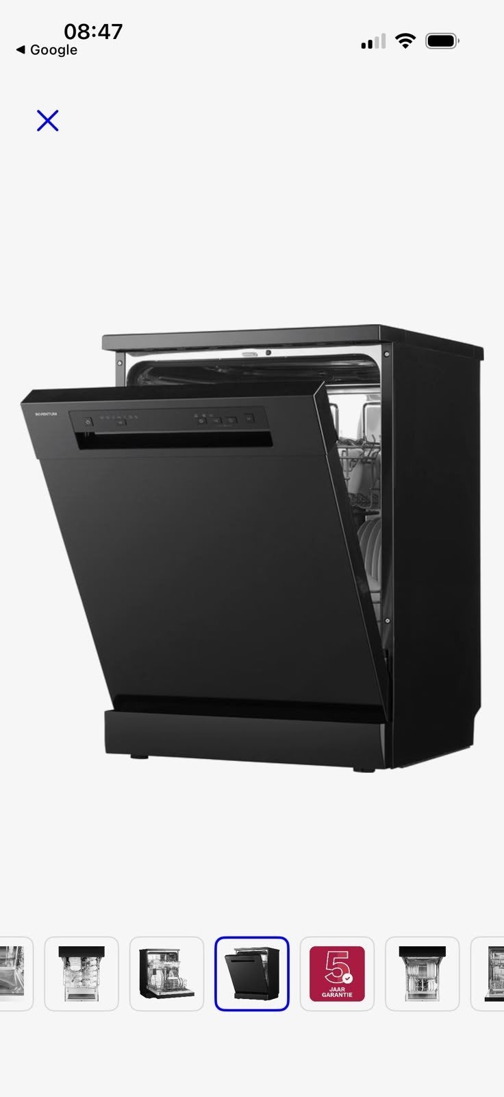 Inventum VWV6036AB/02 Vrijstaande Vaatwasser Zwart, Witgoed en Apparatuur, Ophalen, Nieuw, Energieklasse A of zuiniger, 85 tot 90 cm