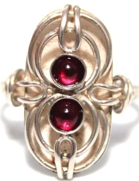 Schitterende Opengewerkte Zilver Granaat Design Ring, Sieraden, Tassen en Uiterlijk, Ringen, Ophalen of Verzenden, Zo goed als nieuw