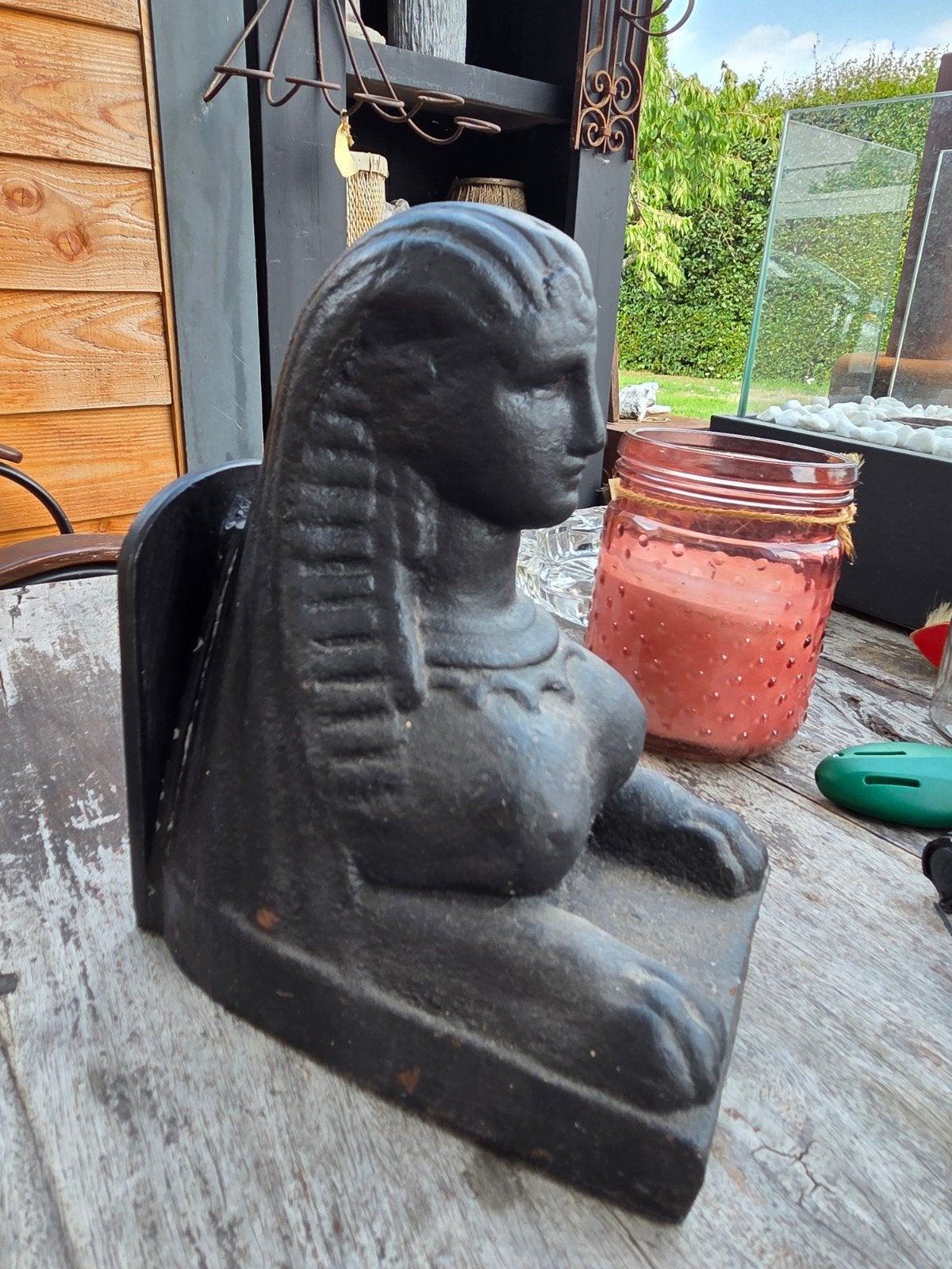 brocante gietijzeren deurstopper/ boekensteun sfinx, Ophalen of Verzenden, Gietijzer, Overige typen