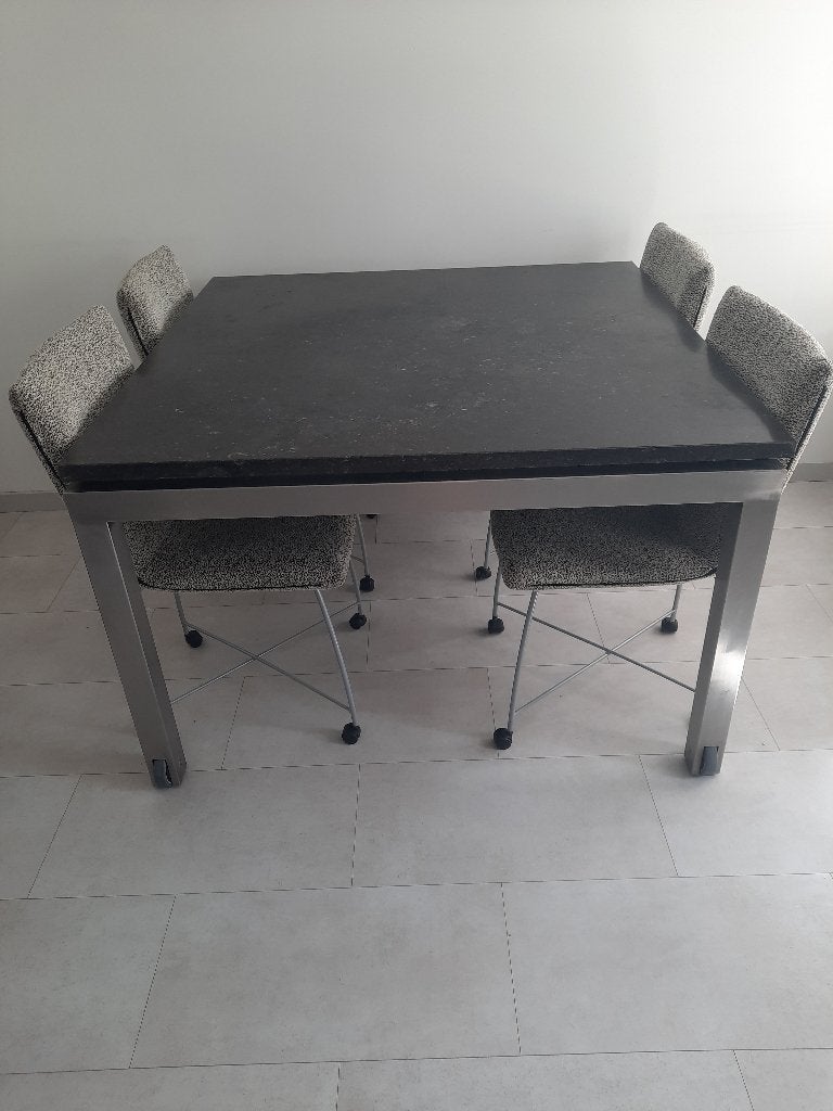 Marmer Eettafel met 4 stoelen te koop, Huis en Inrichting, Tafels | Eettafels, Ophalen, Overige materialen, Gebruikt, Modern