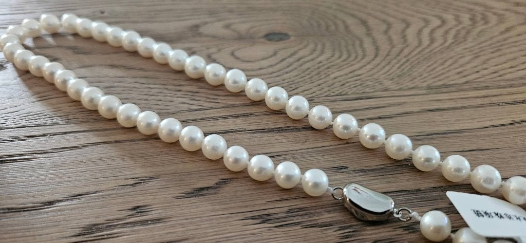 Zoetwaterparelketting 8-9 mm | 925 Zilver | Met Certificaat, Ophalen, Nieuw, Wit, Zilver