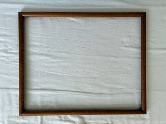 lijst eiken gebeitst met/zonder ontspiegeld glas, Bruin, Gebruikt, 52 cm, Ophalen of Verzenden