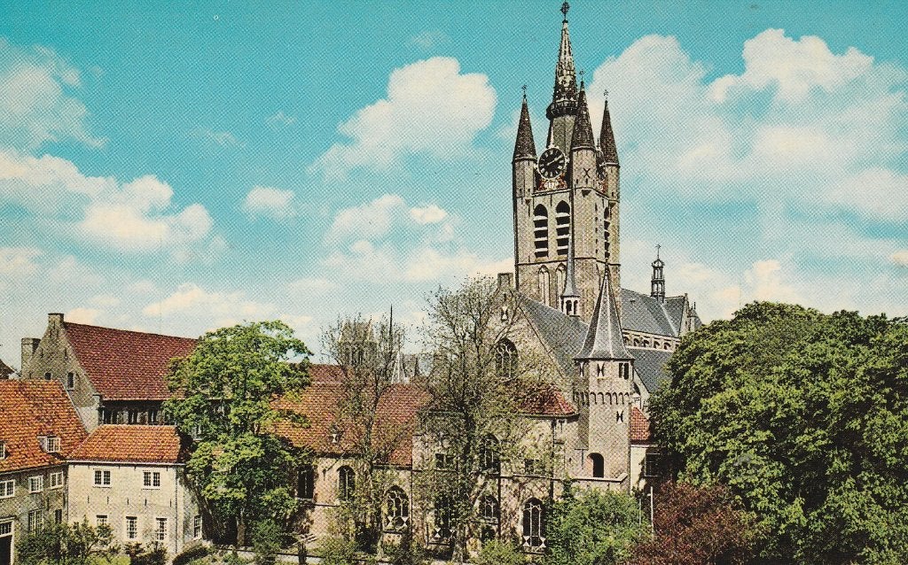 Delft Prinssenhof met Oude Kerk, Ophalen of Verzenden, 1960 tot 1980, Ongelopen, Zuid-Holland