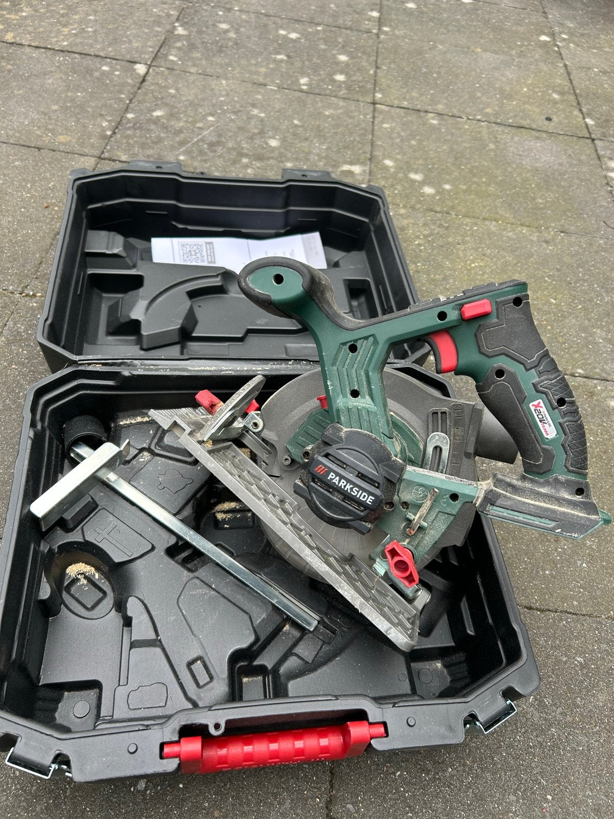 Parkside Accu Cirkelzaag 20V - Inclusief Koffer, Ophalen of Verzenden, Zo goed als nieuw, Cirkelzaag