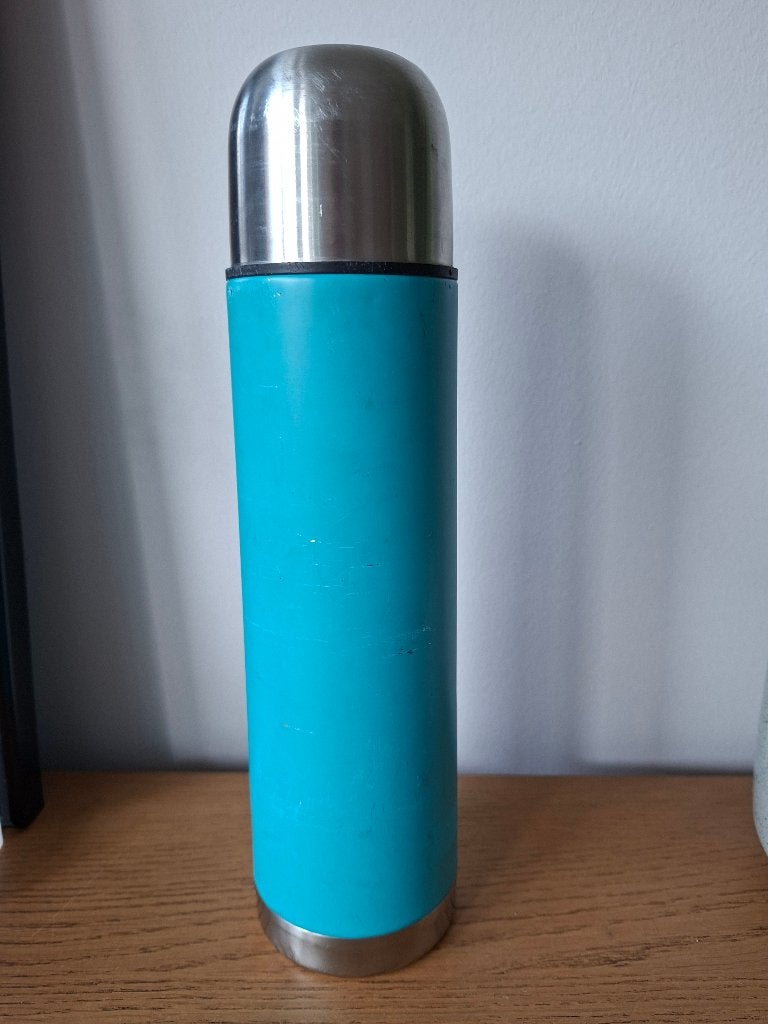 Thermoskan. Turquoise. 800 cl. 30 cm hoog. Diameter 8 cm., Ophalen of Verzenden, Zo goed als nieuw, Metaal, Overige typen