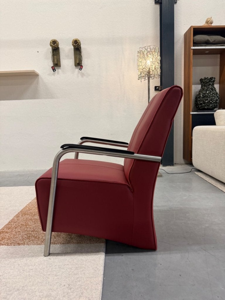 Nieuw Jess Design Bari Fauteuil Rood leer stoel, Nieuw, Ophalen of Verzenden, Jess, 50 tot 75 cm