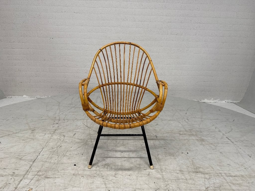 Vintage rotan stoel 60s, Verzamelen, Retro, Ophalen, Huis en Inrichting