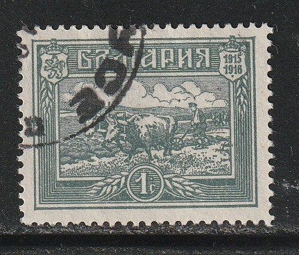 Bulgarije 1917 - Boer aan het ploegen, Ophalen, Bulgarije, Gestempeld