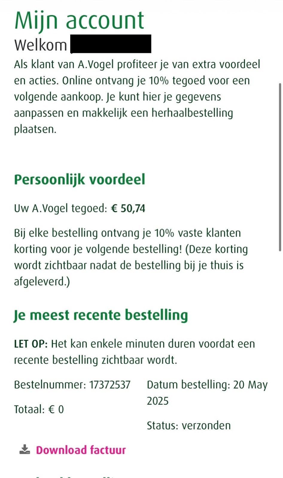 € 50,- Shoptegoed A.Vogel, Tickets en Kaartjes, Eén persoon, Overige soorten, Overige typen
