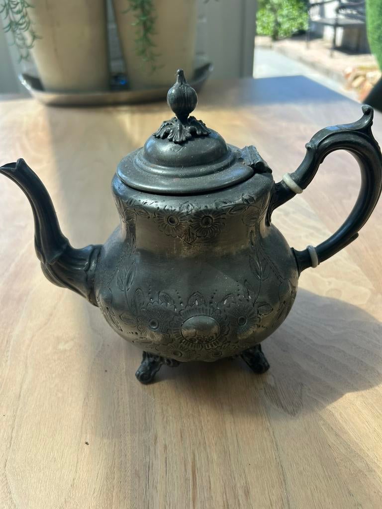 antieke theepot tin, Antiek en Kunst, Ophalen