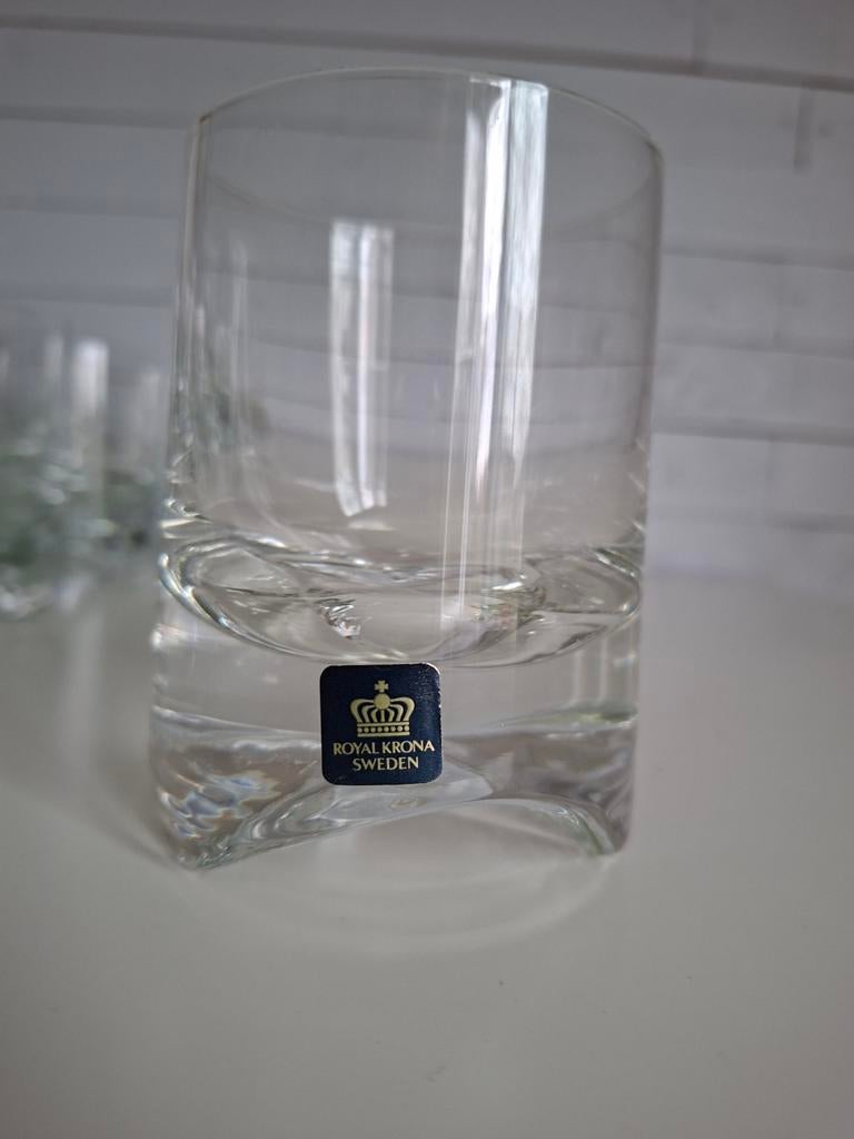 10 Royal Krona Sweden vintage whiskeyglazen, onbeschadigd, Ophalen of Verzenden