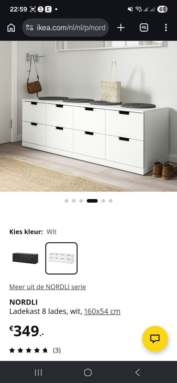 IKEA NORDLI ladekast met 8 laden, wit, Ophalen, 5 laden of meer, 150 tot 200 cm, Zo goed als nieuw
