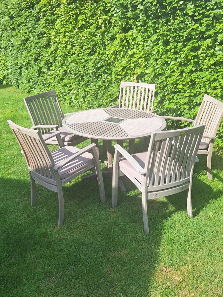 Teakhouten tuinset van Mesch., Tuin en Terras, Tuinmeubel-accessoires, Ophalen, Zo goed als nieuw