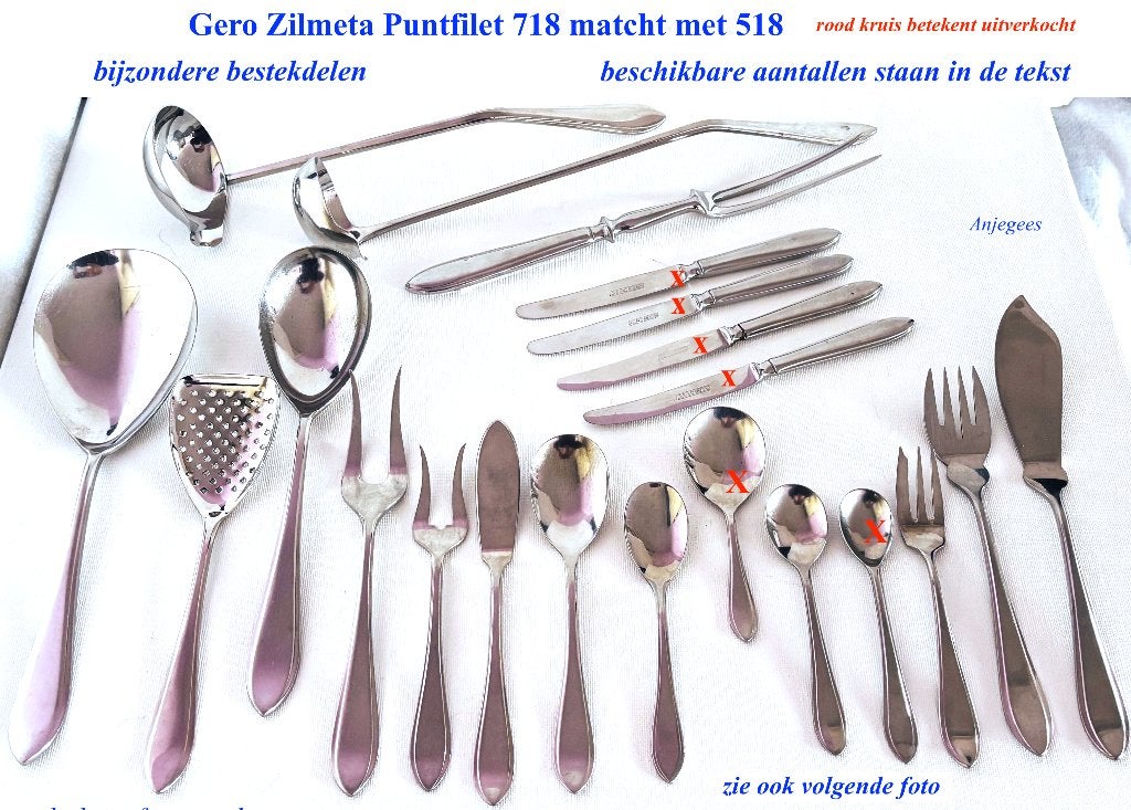 718 Punt Gero Zilmeta 144 stuks LOS te koop Matcht 518, Antiek en Kunst, Antiek | Bestek, Ophalen