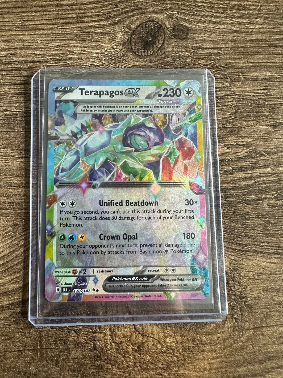 Pokemon kaart Terapagos (SCR 128), Ophalen of Verzenden, Zo goed als nieuw, Losse kaart, Foil